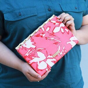 NWT Kate Spade Madison Avenue Evening Belles Rissa Coral Silk Clutch